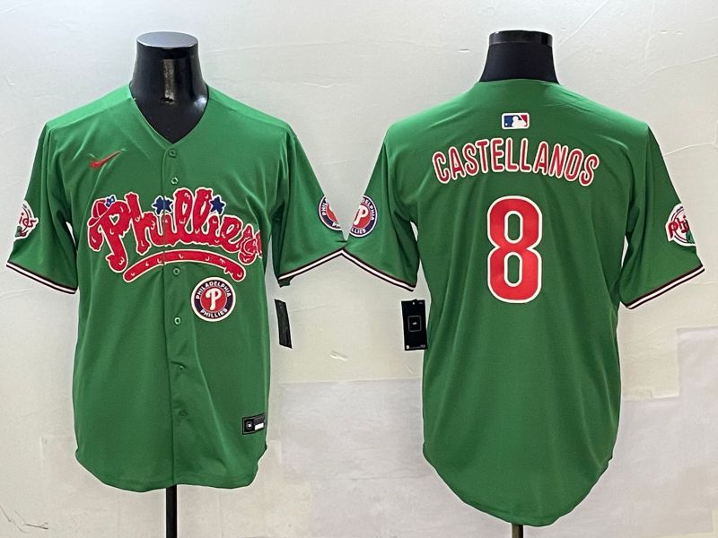 Men Philadelphia Phillies #8 Castellanos Green Fourth generation Joint Name Nike 2025 MLB Jersey style 7